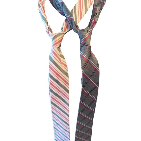 EXPRESS Pink Gray Silk Tie Bundle - Picture 2 of 5